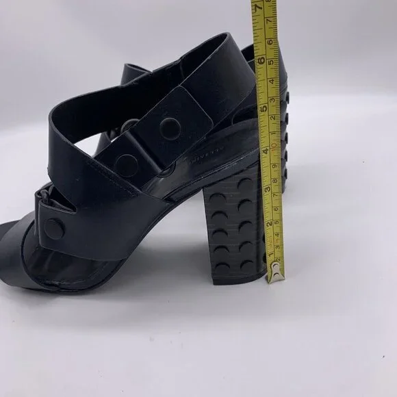 All Saints Leather East Heel Sandals Block Heel Shoes Strap Navy 41 Women’s 11 - Picture 9 of 15